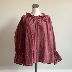 Anthropologie Ne Quittez Pas Striped Ruffle Blouse